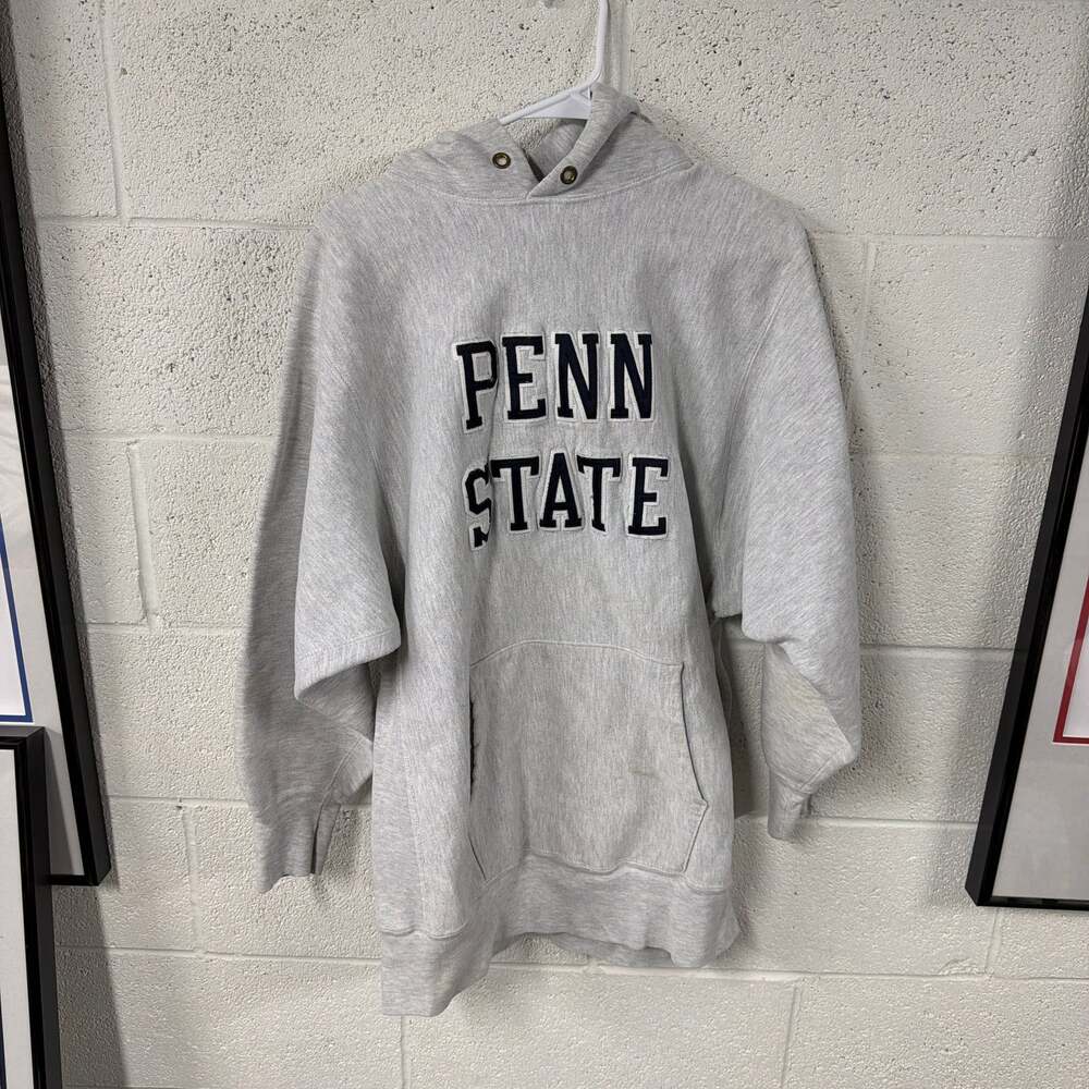 Vintage 90s Champion Reverse Weave Penn State University Hoodie Heather Gray XXL